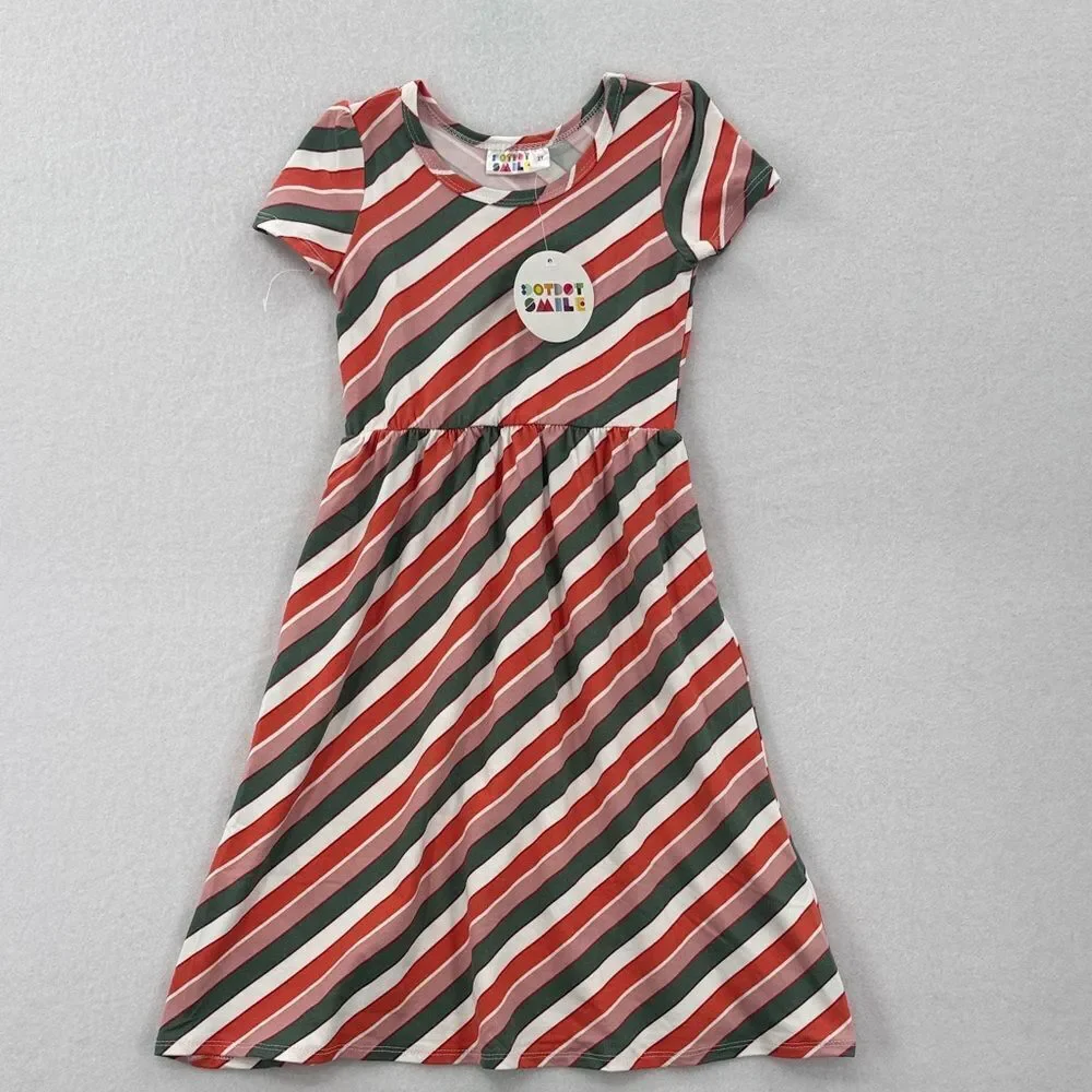 3For$20 Dot Dot Smile Red and White Striped Kids Dress size 2T